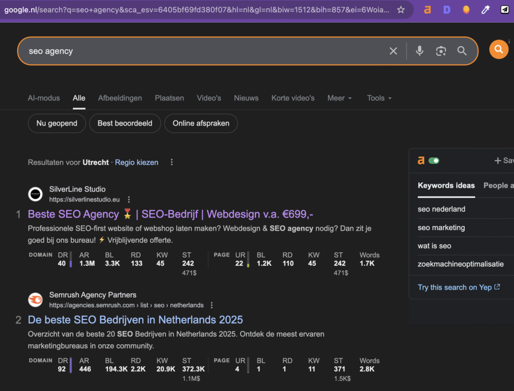 nr1 seo agency nederland serp